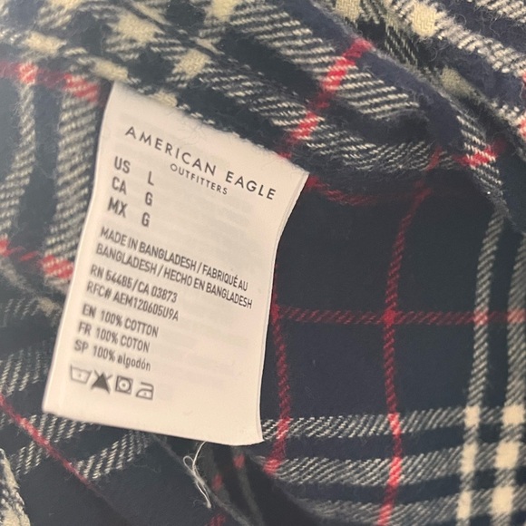 American Eagle Men’s L Red/Blue Flannel - Picture 3 of 7